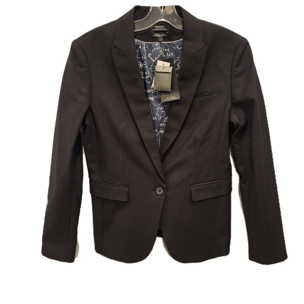 RW&Co Black Suit Jacket Tailored Comfort Spandex Office Basic Jacket Sz 6